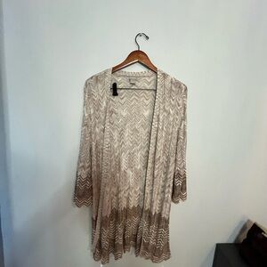 Chico's Beige Chevron Knit Cardigan